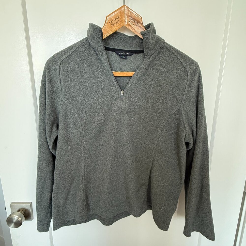 Lands' End Woman's Medium 10-12 Grey Zip Up Sweater